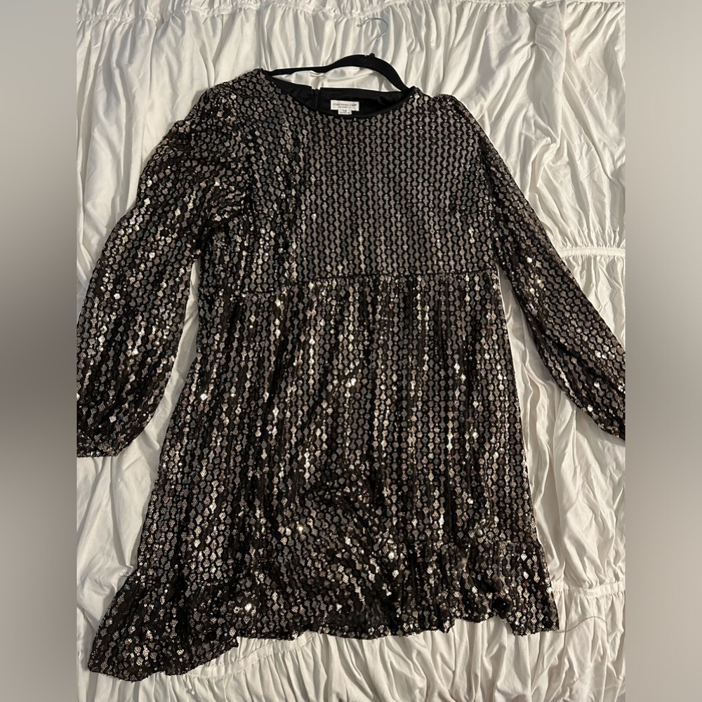 Gold sequin black dress